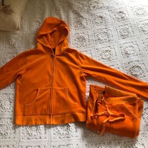 Orange velour tracksuit